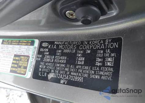 2010 Kia Soul Sport z USA, uszkodzony, nr VIN KNDJT2A25A7028991